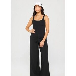 Fabletics Keyhole Back Black Wide Leg Jumpsuit with Large